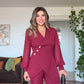 ASİMETRİK KESİM BLAZER TAKIM - BORDO