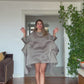 OVERSIZE KEMERLİ MİDİ ELBİSE - MİNT