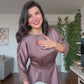 DANTEL DETAYLI KEMERLİ ŞIK MİDİ ELBİSE – MOKA KAHVE