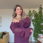 ZARİF  KOL DETAYLI BEL KEMERLİ ELBİSE - MÜRDÜM