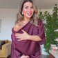 SATEN ASİMETRİK YAKA DRAPE ELBİSE – MÜRDÜM