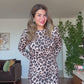 LEOPAR DESENLİ UZUN KOLLU MİNİ ELBİSE