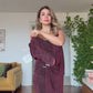 SİMLİ BEL BAĞLAMALI ŞIK MİDİ ELBİSE – MÜRDÜM