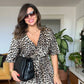 LEOPAR DESEN KEMERLİ ŞORT ELBİSE